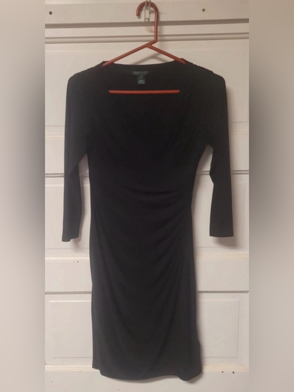 Lauren Ralph Lauren Black Long-Sleeve Draped V-Neck Dress